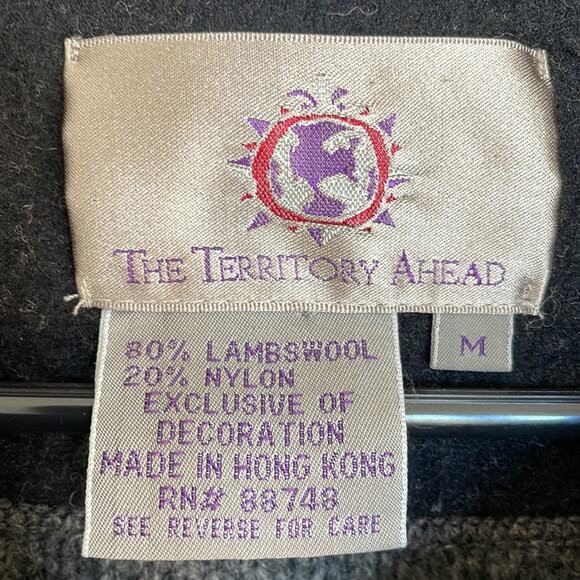 The Territory Ahead Lambswool Gray 1/2 Zip Knit Sweater size Medium - Picture 2 of 8